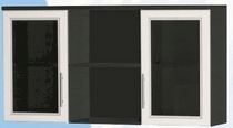 Антресоль большая с двумя стеклодверями ДЛЯ ГОСТИНОЙ АБС-2 Венге/Дуб выбеленный в Дудинке - dudinka.katalogmebeli.com | фото