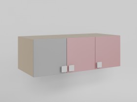 Антресоль на шкаф 3-х створчатый (Розовый/Серый/корпус Клен) в Дудинке - dudinka.katalogmebeli.com | фото