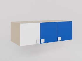 Антресоль на шкаф 3-х створчатый Скай люкс (Синий/Белый/корпус Клен) в Дудинке - dudinka.katalogmebeli.com | фото