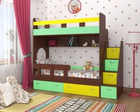 Детская двухъярусная кровать Юниор-1 Белый/Синий Распродажа в Дудинке - dudinka.katalogmebeli.com | фото 4