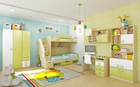 Детская комната Эппл (Зеленый/Белый/корпус Клен) в Дудинке - dudinka.katalogmebeli.com | фото 3