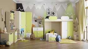 Детская комната Эппл (Зеленый/Белый/корпус Клен) в Дудинке - dudinka.katalogmebeli.com | фото 13