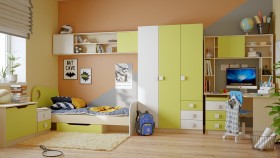 Детская комната Эппл (Зеленый/Белый/корпус Клен) в Дудинке - dudinka.katalogmebeli.com | фото 11