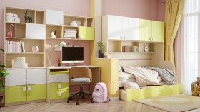 Детская комната Эппл (Зеленый/Белый/корпус Клен) в Дудинке - dudinka.katalogmebeli.com | фото 12