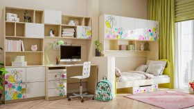Детская комната Флёр (Белый/корпус Клен) в Дудинке - dudinka.katalogmebeli.com | фото