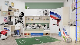 Детская комната Футбол ЧМ (Белый/Синий/корпус Клен) в Дудинке - dudinka.katalogmebeli.com | фото 2