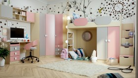 Детская комната Грэйси (Розовый/Серый/корпус Клен) в Дудинке - dudinka.katalogmebeli.com | фото