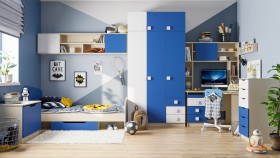 Детская комната Скай (Синий/Белый/корпус Клен) в Дудинке - dudinka.katalogmebeli.com | фото