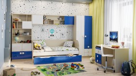 Детская комната Скай Люкс (Синий/Белый/корпус Клен) в Дудинке - dudinka.katalogmebeli.com | фото