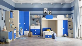 Детская комната Скай Люкс (Синий/Белый/корпус Клен) в Дудинке - dudinka.katalogmebeli.com | фото 7