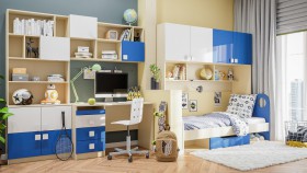Детская комната Скай Люкс (Синий/Белый/корпус Клен) в Дудинке - dudinka.katalogmebeli.com | фото 9