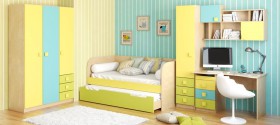 Детская комната Смайли (Желтый/Голубой/Зеленый/корпус Клен) в Дудинке - dudinka.katalogmebeli.com | фото 1