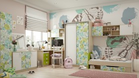 Детская комната Твит (Белый/Зеленый/корпус Клен) в Дудинке - dudinka.katalogmebeli.com | фото