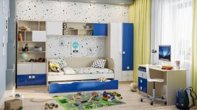 Диван-кровать Скай люкс (Синий/Белый/корпус Клен) в Дудинке - dudinka.katalogmebeli.com | фото 2