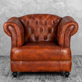 Кресло кожаное Лофт Честер-Нью (Коричневый, Рыжий) в Дудинке - dudinka.katalogmebeli.com | фото 7