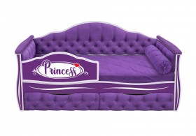 Кровать 160 серии Иллюзия 2 ящика 32 Фиолетовый (мягкие боковые накладки/подушка валик) в Дудинке - dudinka.katalogmebeli.com | фото