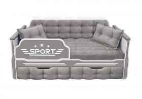 Кровать 160 серии Спорт 2 ящика 45 Серый (подушки) в Дудинке - dudinka.katalogmebeli.com | фото