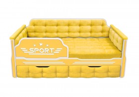 Кровать 160 серии Спорт 2 ящика 74 Жёлтый (мягкие боковые накладки) в Дудинке - dudinka.katalogmebeli.com | фото