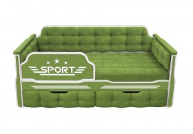 Кровать 160 серии Спорт 2 ящика 76 Зелёный (мягкие боковые накладки) в Дудинке - dudinka.katalogmebeli.com | фото