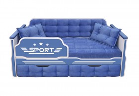 Кровать 160 серии Спорт 2 ящика 85 Синий (подушки) в Дудинке - dudinka.katalogmebeli.com | фото