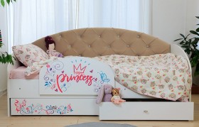 Кровать детская Эльза с бортиком Принцесса Белый/Бежевый в Дудинке - dudinka.katalogmebeli.com | фото