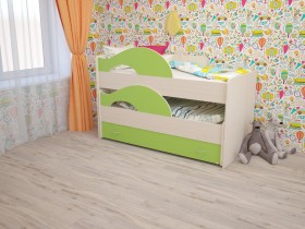 Кровать детская Радуга 1600 Млечный дуб/Салатовый в Дудинке - dudinka.katalogmebeli.com | фото