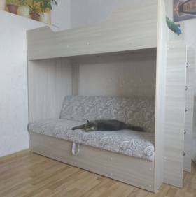 Кровать двухъярусная с диваном (Беленый дуб) в Дудинке - dudinka.katalogmebeli.com | фото
