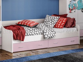 Кровать Fashion-1 Вега 0,9 м (Белый/Розовый) в Дудинке - dudinka.katalogmebeli.com | фото