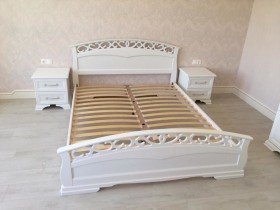 Кровать Грация-1 из массива сосны 1600*2000 Белый античный в Дудинке - dudinka.katalogmebeli.com | фото 9