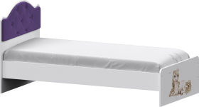 Кровать Каспер с мягкой спинкой и фотопечатью (800х1900)Белый/Фиолетовый в Дудинке - dudinka.katalogmebeli.com | фото
