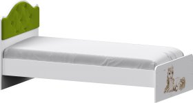 Кровать Каспер с мягкой спинкой и фотопечатью (800х1900)Белый/Лайм в Дудинке - dudinka.katalogmebeli.com | фото