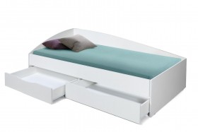 Кровать одинарная "Фея - 3" (асимметричная) (2000х900) New/(белый / белый / ДВПО белый) в Дудинке - dudinka.katalogmebeli.com | фото 3