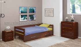 Кровать одинарная ГЛОРИЯ из массива сосны  900*2000 (Орех) в Дудинке - dudinka.katalogmebeli.com | фото