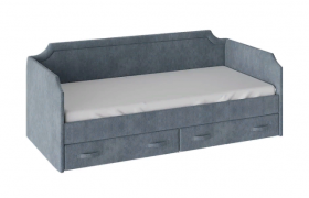 Кровать с мягкой обивкой и ящиками «Кантри» Тип 1 (900) (Замша синяя) в Дудинке - dudinka.katalogmebeli.com | фото