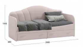 Кровать с мягкой спинкой и ящиками «Сабрина» 900 Пудровый в Дудинке - dudinka.katalogmebeli.com | фото 3