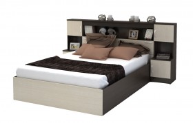 Кровать с прикроватным блоком КР 552 Спальня Basya (венге/белфорт) в Дудинке - dudinka.katalogmebeli.com | фото