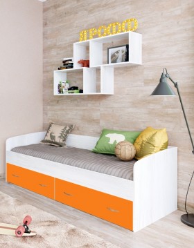 Кровать с выкатными ящиками Винтерберг/Оранжевый в Дудинке - dudinka.katalogmebeli.com | фото