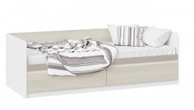 Кровать «Сканди» с 2 ящиками Дуб Гарден/Белый/Глиняный серый в Дудинке - dudinka.katalogmebeli.com | фото