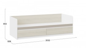 Кровать «Сканди» с 2 ящиками Дуб Гарден/Белый/Глиняный серый в Дудинке - dudinka.katalogmebeli.com | фото 3