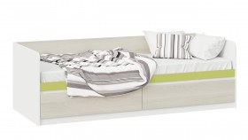 Кровать «Сканди» с 2 ящиками Дуб Гарден/Белый/Зеленый в Дудинке - dudinka.katalogmebeli.com | фото 1