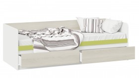 Кровать «Сканди» с 2 ящиками Дуб Гарден/Белый/Зеленый в Дудинке - dudinka.katalogmebeli.com | фото 2