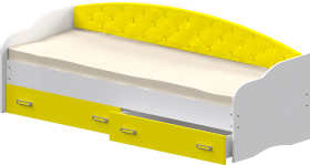 Кровать Софа-7 с мягкой спинкой (800х1900) Белый/Желтый в Дудинке - dudinka.katalogmebeli.com | фото