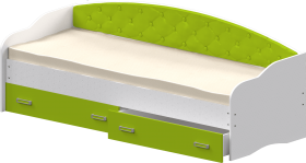 Кровать Софа-7 с мягкой спинкой (800х1900) Белый/Лайм в Дудинке - dudinka.katalogmebeli.com | фото