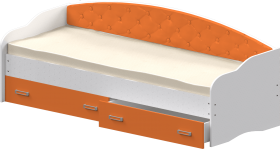 Кровать Софа-7 с мягкой спинкой (800х1900) Белый/Оранжевый в Дудинке - dudinka.katalogmebeli.com | фото