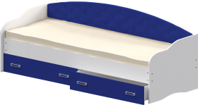 Кровать Софа-7 с мягкой спинкой (800х1900) Белый/Синий в Дудинке - dudinka.katalogmebeli.com | фото