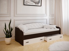 Кровать Софа-7 с мягкой спинкой (800х1900) Венге/ Белый в Дудинке - dudinka.katalogmebeli.com | фото