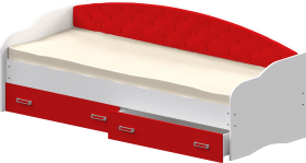 Кровать Софа-8 с мягкой спинкой (900х1900) Белый/Красный в Дудинке - dudinka.katalogmebeli.com | фото