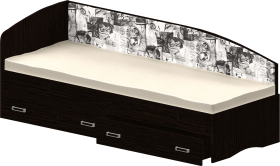 Кровать Софа-9 с мягкой спинкой с рисунком Милана (900х1900) Венге в Дудинке - dudinka.katalogmebeli.com | фото