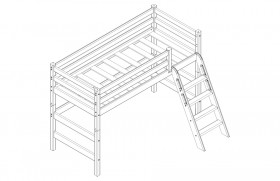 Кровать Соня вариант 6 полувысокая с наклонной лестницей Белый полупрозрачный в Дудинке - dudinka.katalogmebeli.com | фото 3