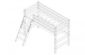 Кровать Соня вариант 6 полувысокая с наклонной лестницей Белый полупрозрачный в Дудинке - dudinka.katalogmebeli.com | фото 4